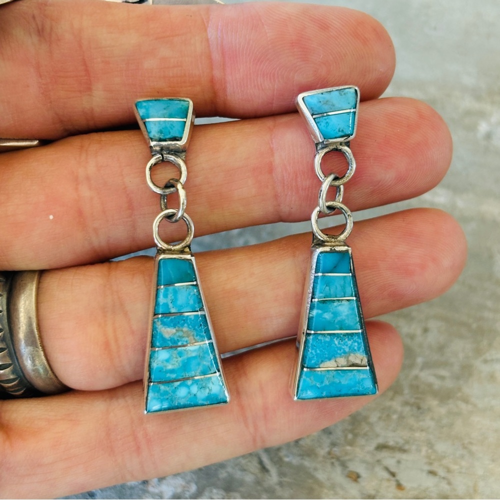 ♥️ Navajo ♥️ Lynelle Johnson Sterling Silver & Turquoise Earrings